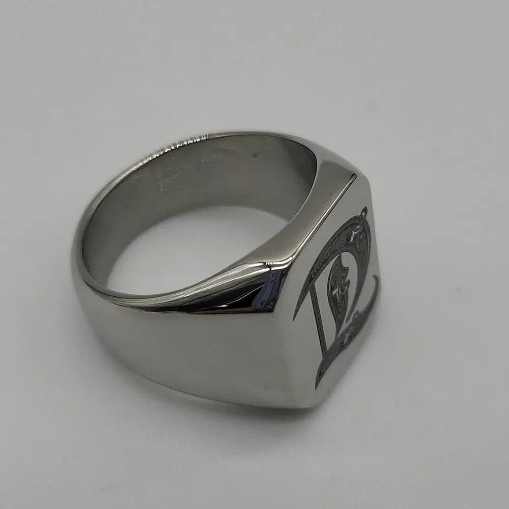 Stainless Steel Handmade Men's Ring Letter D Engraved Size 9 NWT
